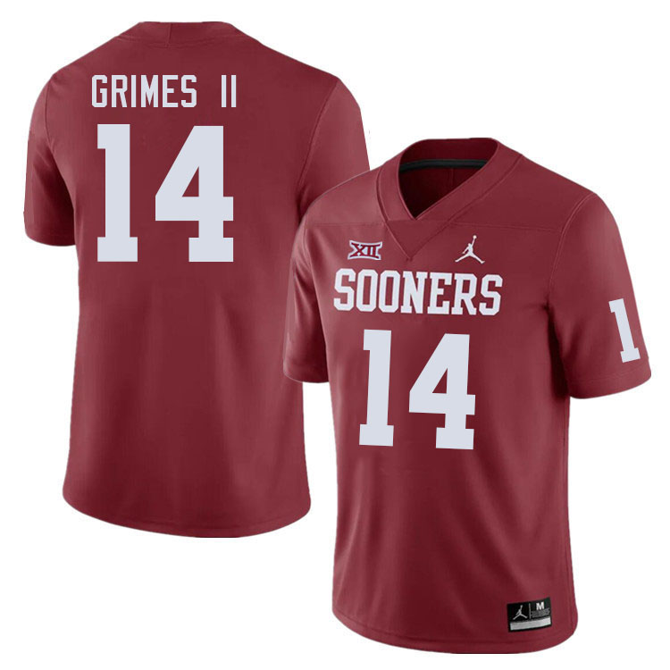 Men #14 Reggie Grimes II Oklahoma Sooners College Football Jerseys Stitched-Crimson